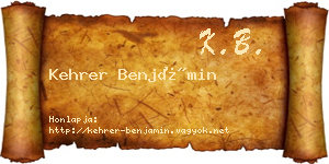 Kehrer Benjámin névjegykártya